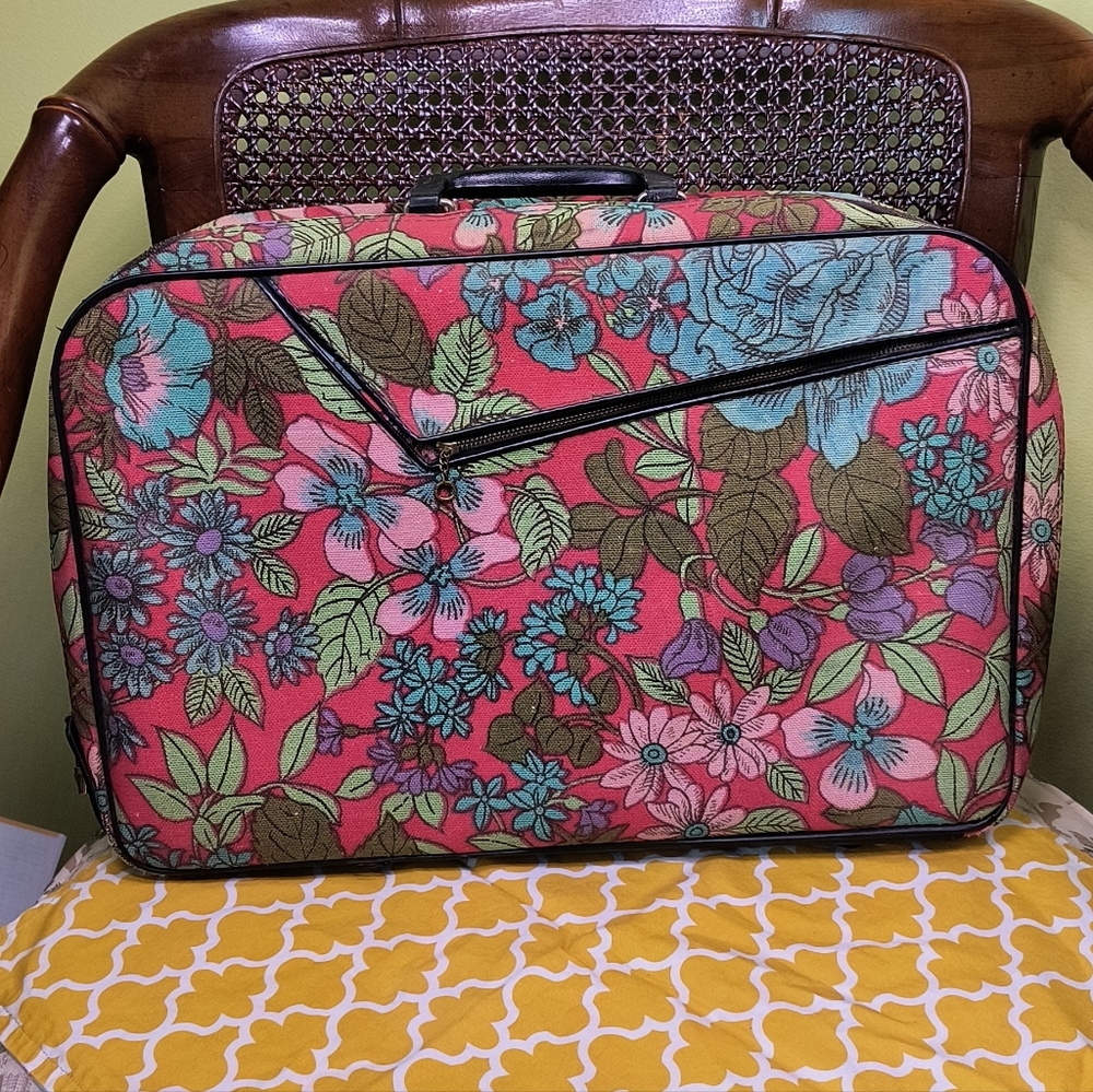 Vintage Floral Mod Carry-On Suitcase